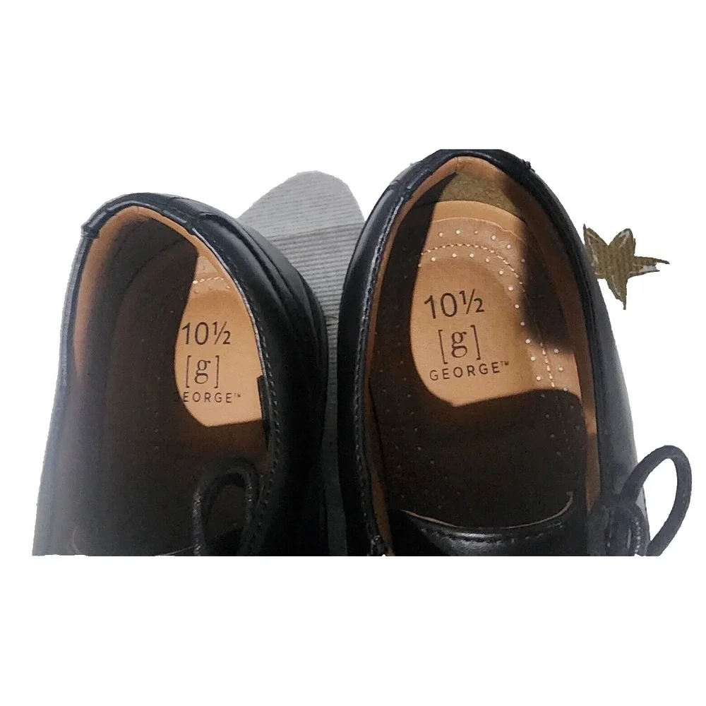 NEW George Men's‎ Dress Shoes Size 10.5 Branford Oxford Black Faux Leather